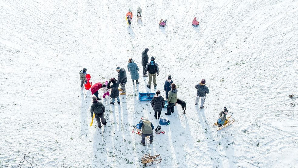 Der Schnee sorgte für Rodelvergnügen. Foto: Frank Hammerschmidt
