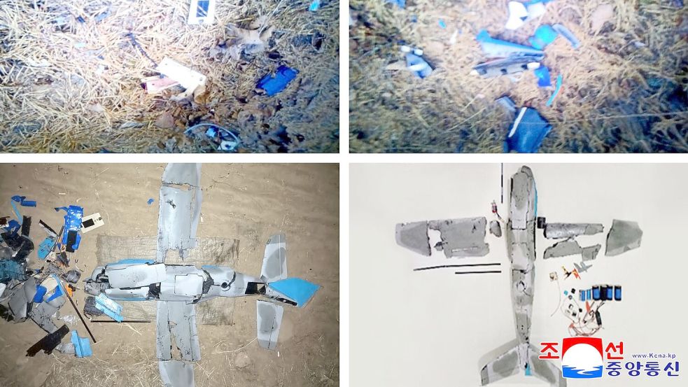 Die von der staatlichen Nachrichtenagentur KCNA publizierten Fotos sollen den Abschuss der südkoreanischen Überwachungsdrohne zeigen. Foto: Uncredited/KCNA/KNS/dpa