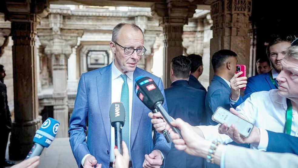 Der Kanzler sieht die Nato in der Pflicht, Grönland zu schützen. Foto: Kay Nietfeld/dpa