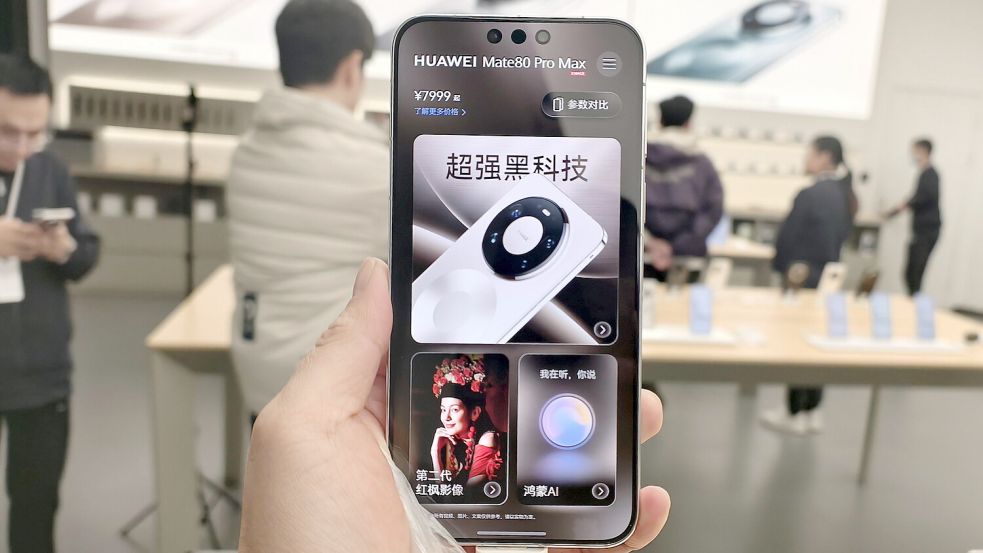 Sinnbild chinesischer Technologie: ein Huawei-Smartphone. Foto: IMAGO / CFOTO