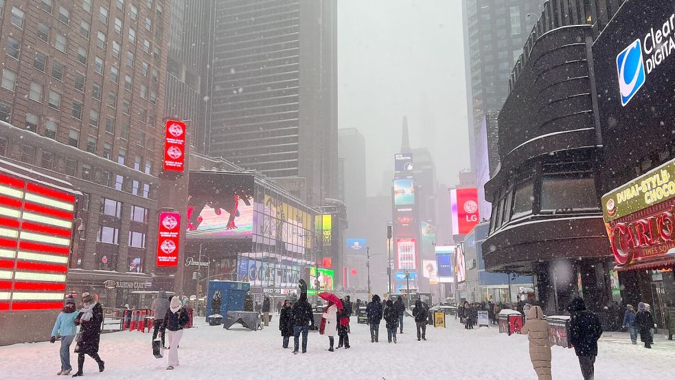 Deutlich weniger los - der Times Square. Foto: Christina Horsten/dpa
