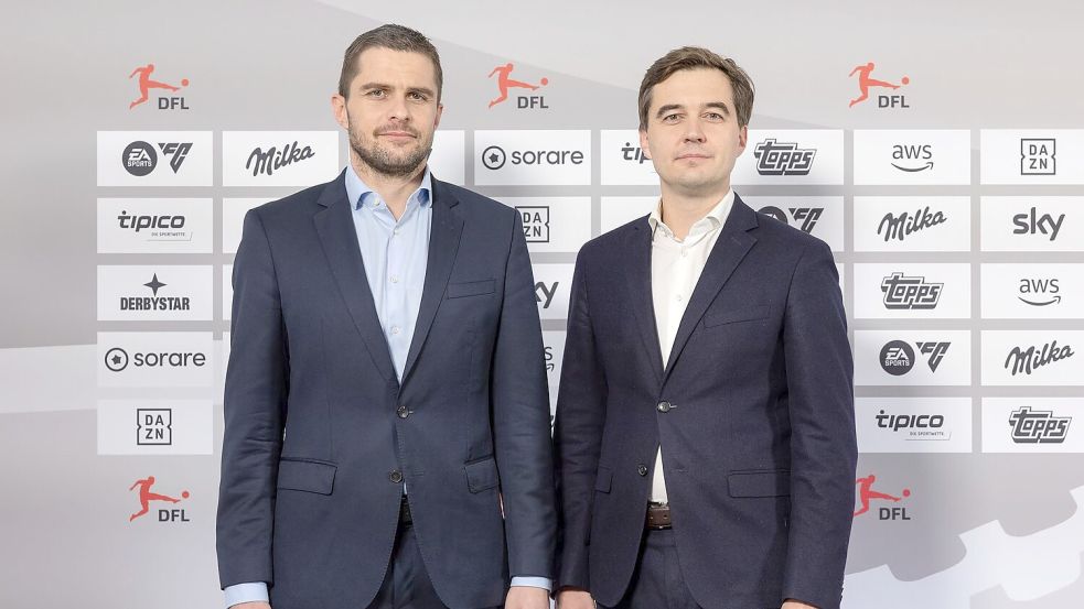 Marc Lenz (l.) und Steffen Merkel: Rekordzahlen beim Wirtschaftsreport der DFL. Foto: Jürgen Kessler