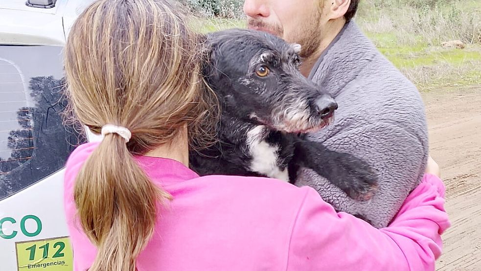 Glückliches Wiedersehen: Der Vierbeiner Boro ist nach dem Zugunglück in Südspanien wieder bei seiner Familie. Foto: Pacma