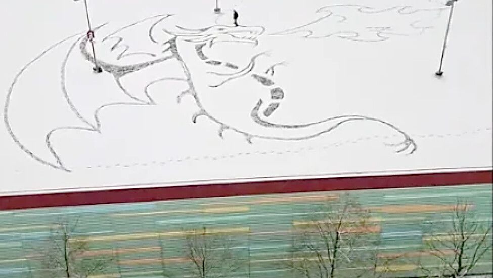 In Hamburg ist ein 30 Meter großes Kunstwerk aufgetaucht, ein Drache auf einem Parkhausdach. Foto: Tiktok