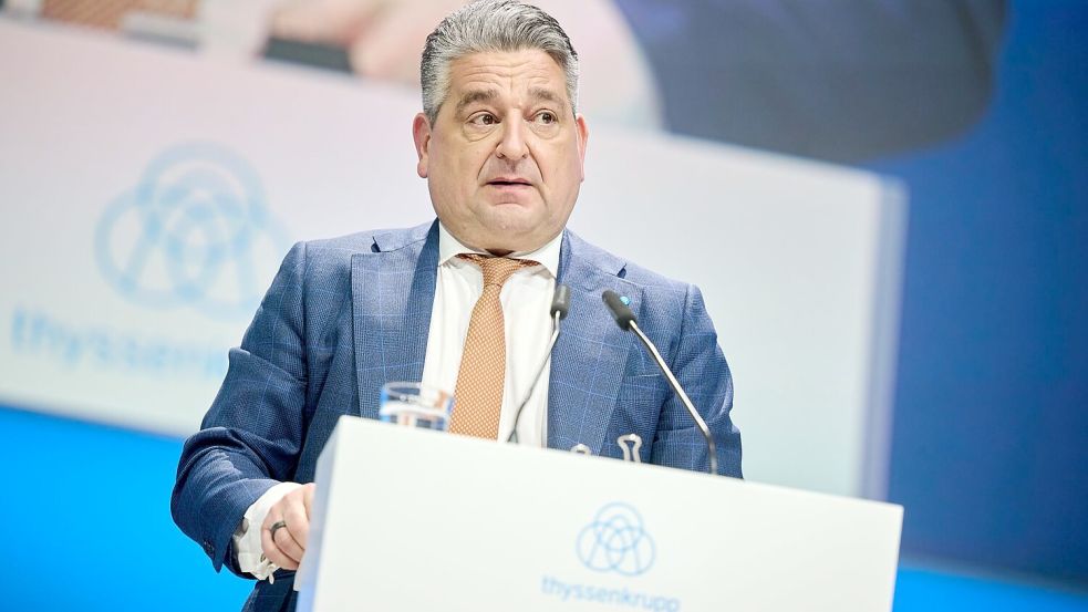 Thyssenkrupp-Chef López wirbt bei den Aktionärinnen und Aktionären für die neue Unternehmensstrategie „Aces 2030“. Foto: Bernd Thissen