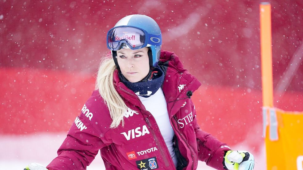 Lindsey Vonn bei der Besichtigung der Abfahrt in Crans-Montana am Freitag. Foto: Pier Marco Tacca/AP/dpa