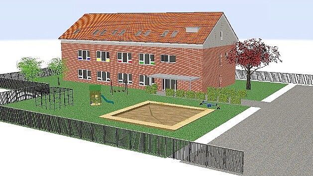Die Grundschule in Bunde erhält einen Erweiterungsbau. Visualisierung: Architekturbüro Klein
