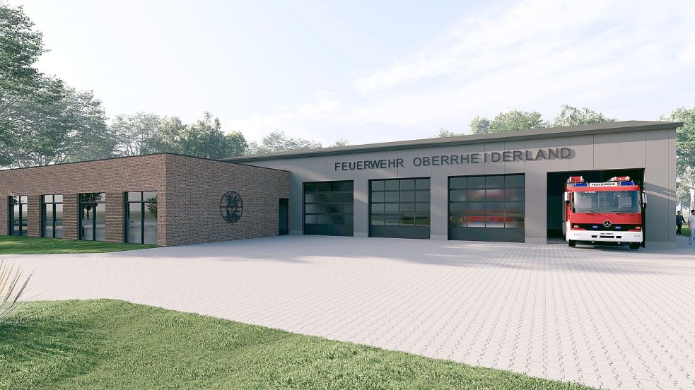 So soll das neue Feuerwehrgerätehaus in Stapelmoor aussehen. Visualisierung: Radke Architekten