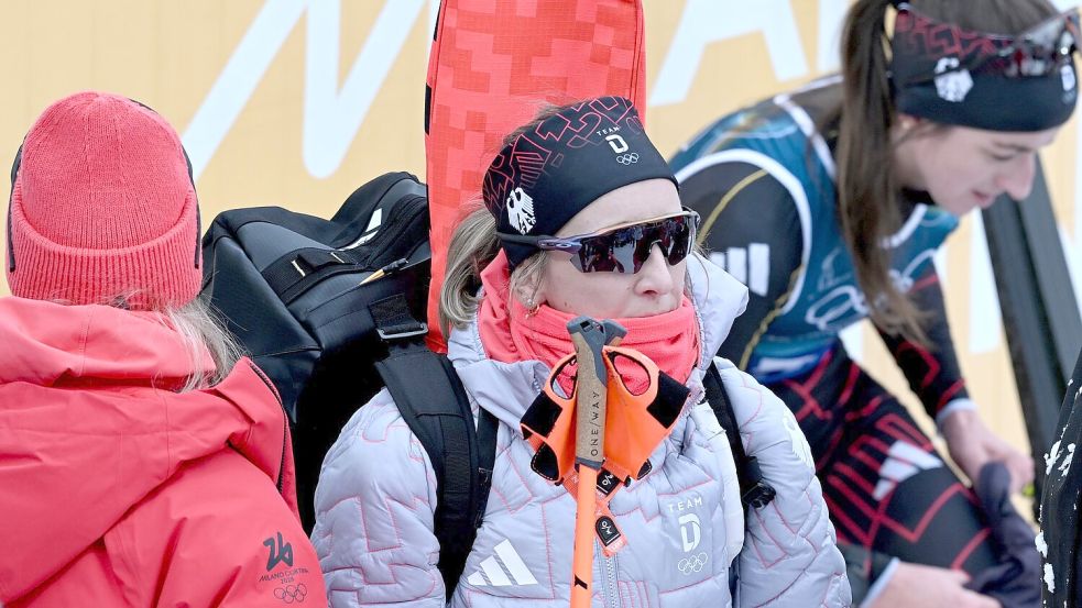 Nach dem Drama in der Staffel versteckte Franziska Preuß ihr Gesicht. Foto: Hendrik Schmidt