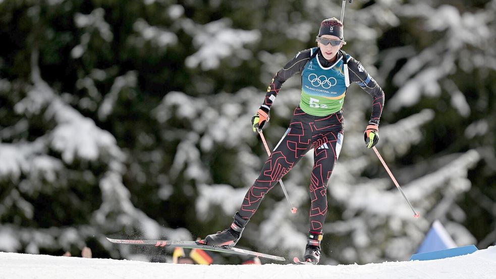 Am Samstag steht für Franziska Preuß das letzte Olympia-Rennen auf dem Programm. Foto: Hendrik Schmidt