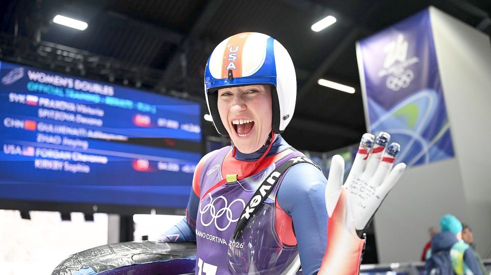 Selbst ernannte „Olympia-Bachelorette“: US-Rodlerin Sophia Kirkby landete zweimal auf Platz fünf, dann ging sie auf mehrere Dates. Foto: Robert Michael