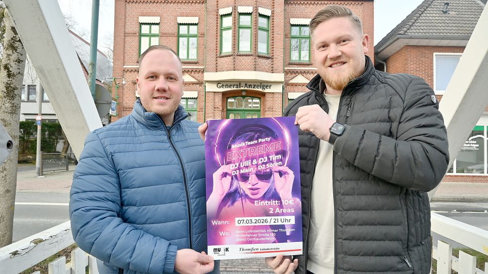 Das Musikteam, bestehend aus den beiden DJs Ulli Junker (links) und Tim Peper (rechts) laden am 7. März zur Extreme-Party nach Idafehn ein. Foto: Holger Weers