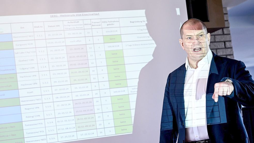 Die DESG hatte eine Präsentation vorbereitet, um die ihrer Meinung nach falschen Vorwürfe zu entkräften. Foto: Britta Pedersen