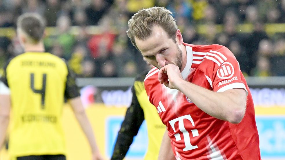 Jubelte über zwei Tore: Bayerns Torjäger Harry Kane Foto: Federico Gambarini