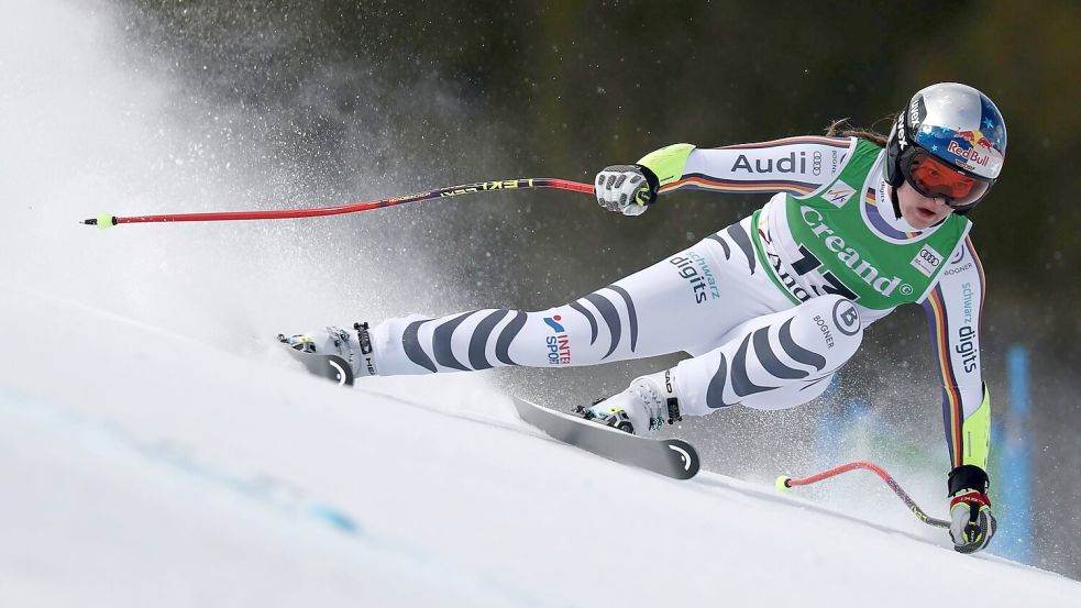 Emma Aicher feierte in Soldeu ihren zweiten Podesterfolg. Foto: Gabriele Facciotti/AP/dpa