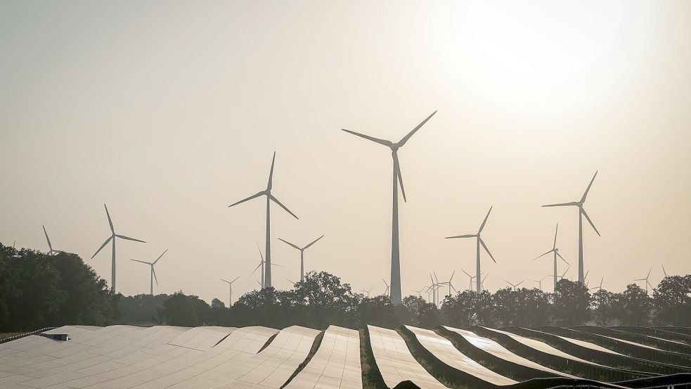 Wind (30 Prozent) und Photovoltaik (16 Prozent) stehen zusammen für fast die Hälfte der Stromerzeugung in Deutschland. (Symbolbild) Foto: Kay Nietfeld/dpa