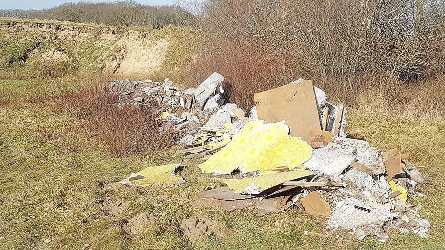 Dieser Müll wurde illegal in einem Landschaftsschutzgebiet in Papenburg entsorgt. Foto: Polizei