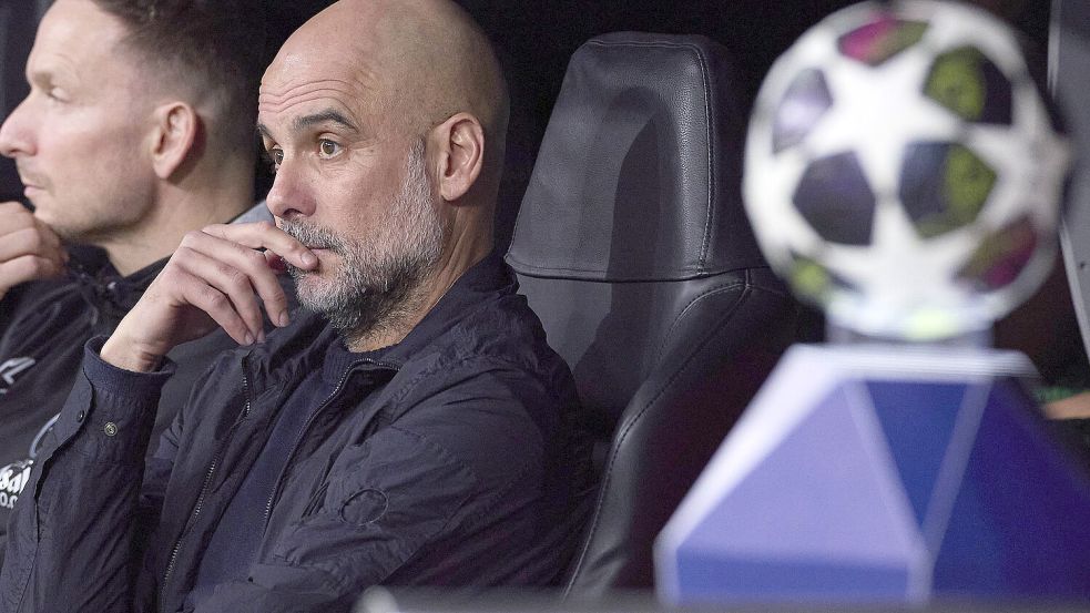Pep Guardiola droht mit Manchester City das Aus in der Champions League. Foto: IMAGO/ZUMA Press