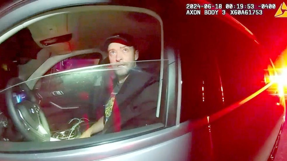 Justin Timberlake bei seiner Verhaftung durch die Polizei in Sag Harbor am 18. Juni 2024. Foto: Uncredited/Sag Harbor Police Dep