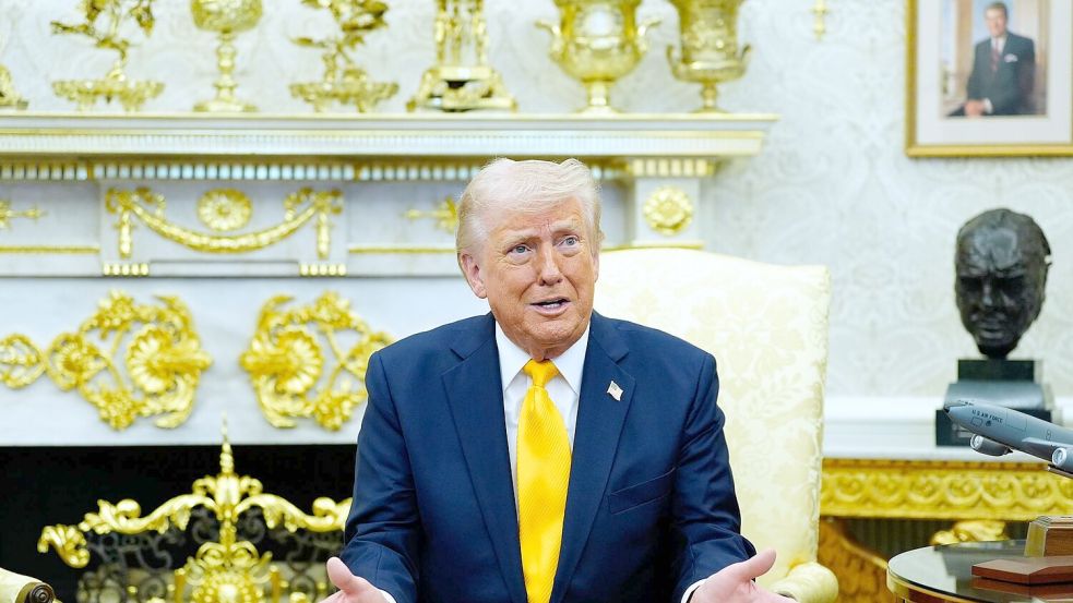 Trump sieht die Kriegsziele als bald erfüllt an. (Archivbild) Foto: Alex Brandon/AP/dpa