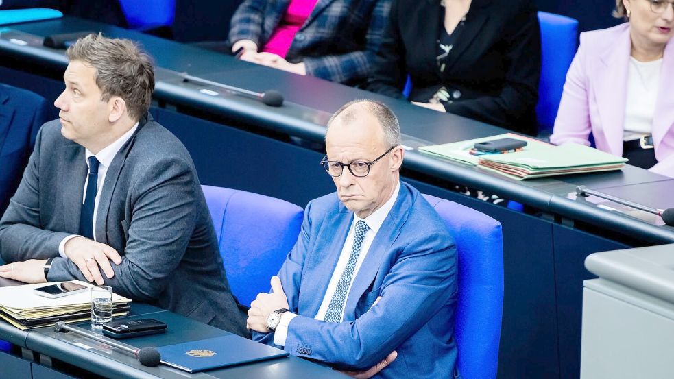 Merz und Klingbeil haben einen Draht, doch ob diese Achse in der Koalition bleibt, ist offen. (Archivbild) Foto: Christoph Soeder/dpa