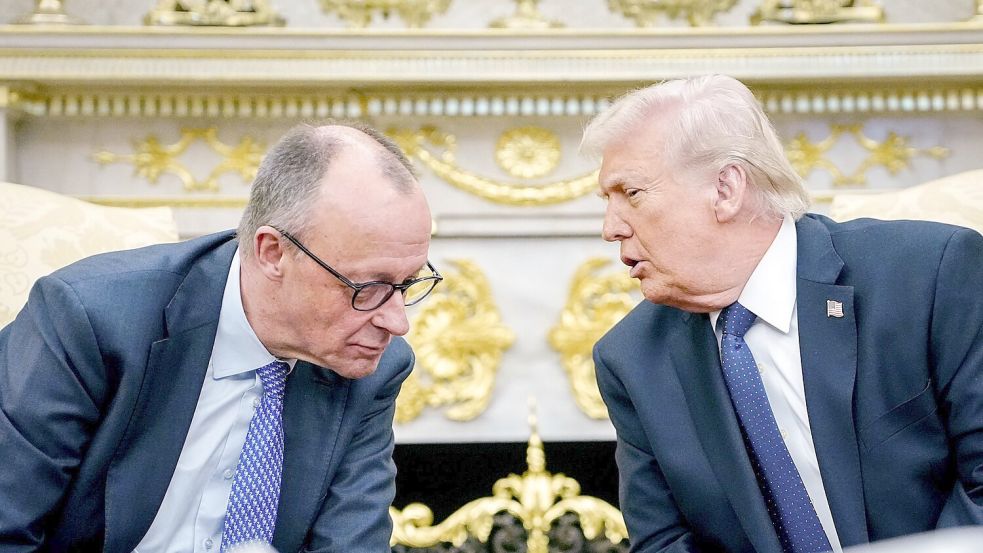 Kanzler Merz kritisiert US-Präsident Trump ungewöhnlich scharf. Der ist weiter nicht erfreut über ausbleibende Hilfe der Nato-Partner. (Archivbild) Foto: Kay Nietfeld/dpa