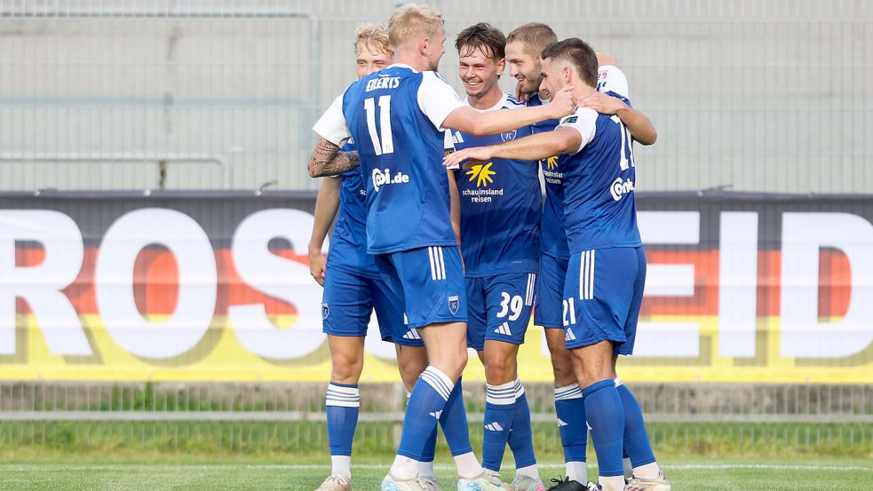 Kickers Emden gewann das Hinspiel gegen den Bremer SV mit 3:0. Archivfoto: Jens Doden/Emden