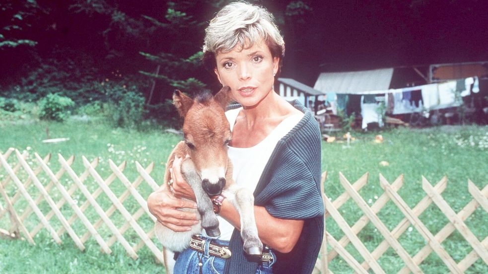Süß! Uschi Glas und ein Fohlen in der Serie „Tierärztin Christine“. Foto: imago images / United Archives