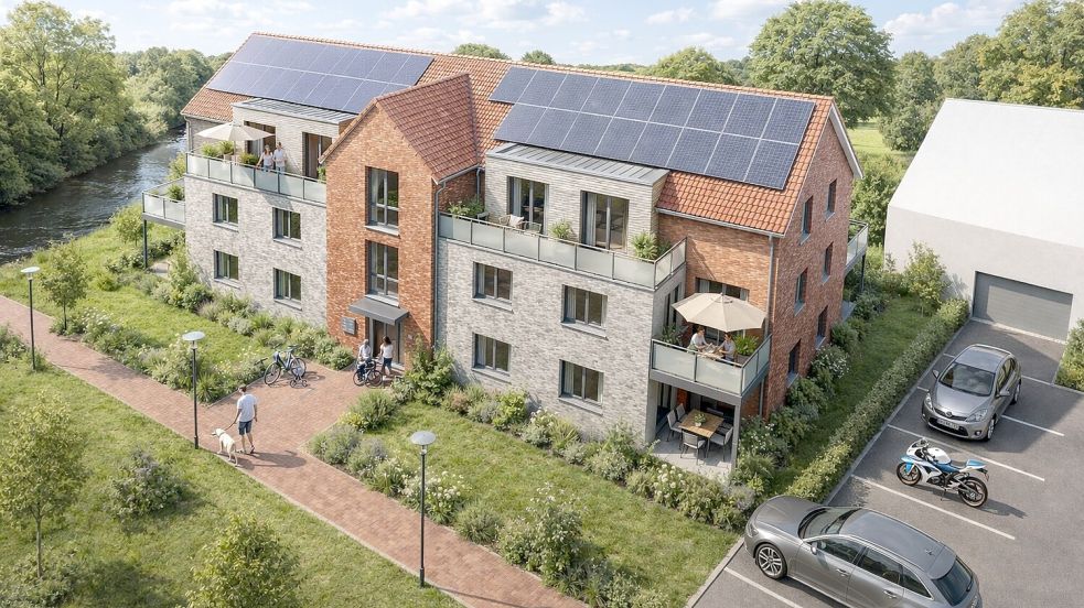 Geplant ist auf dem Gelände der ehemaligen Alten Apotheke ein modernes Mehrfamilienhaus mit zwölf Wohneinheiten. Visualisierung: Quartierplan