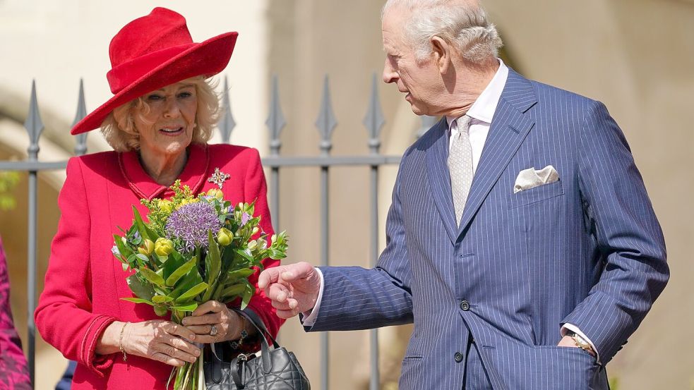 König Charles III. und Königin Camilla nehmen am Ostergottesdienst teil. Foto: Alberto Pezzali