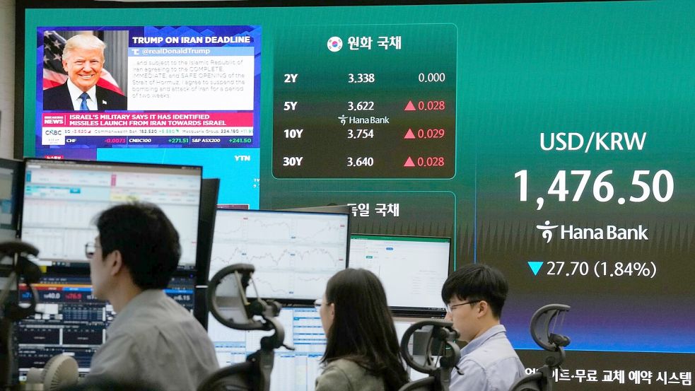 Der südkoreanische Leitindex Kospi ist am Mittwochmorgen Ortszeit stark gestiegen. Foto: Ahn Young-joon