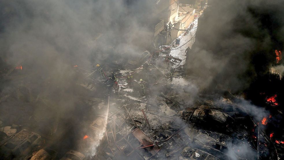 Bei israelischen Luftangriffen im Libanon sind nach libanesischen Angaben mehr als 100 Menschen getötet worden. Foto: Marwan Naamani