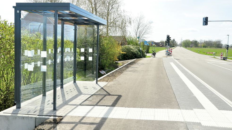Durch die nahegelegene Ampel ist sichergestellt, dass Schülerinnen und Schüler die Bundesstraße sicher überqueren können. Foto: Bodo Wolters