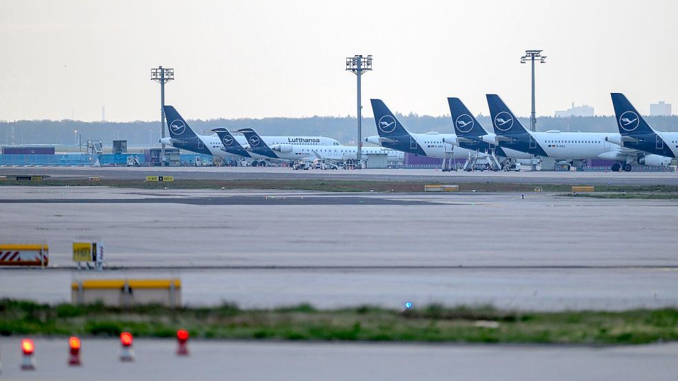 Stillstand bei Lufthansa in Frankfurt. Foto: Hannes P. Albert/dpa