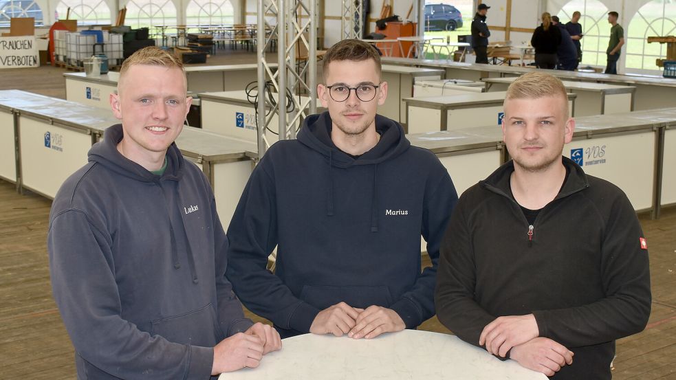 Das Organisationsteam der Landjugend freut sich schon auf die Scheunenfest in Holte: (von links) Lukas Haskamp, Marius Kuntze und Wilko Hoppmann Foto: Henrik Zein