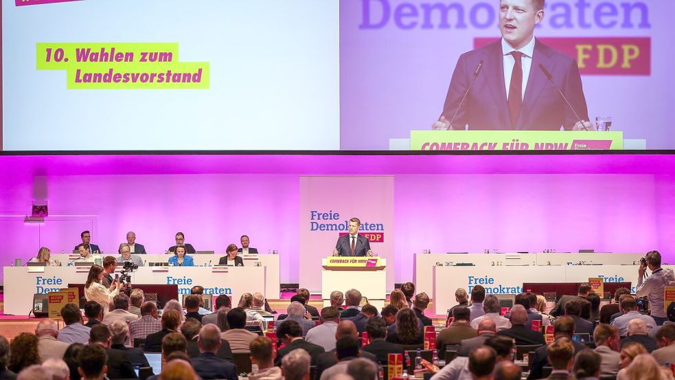 Henning Höne bekommt vom Parteitag Rückenwind für seine Kandidatur um den Bundesvorsitz. Foto: Christoph Reichwein