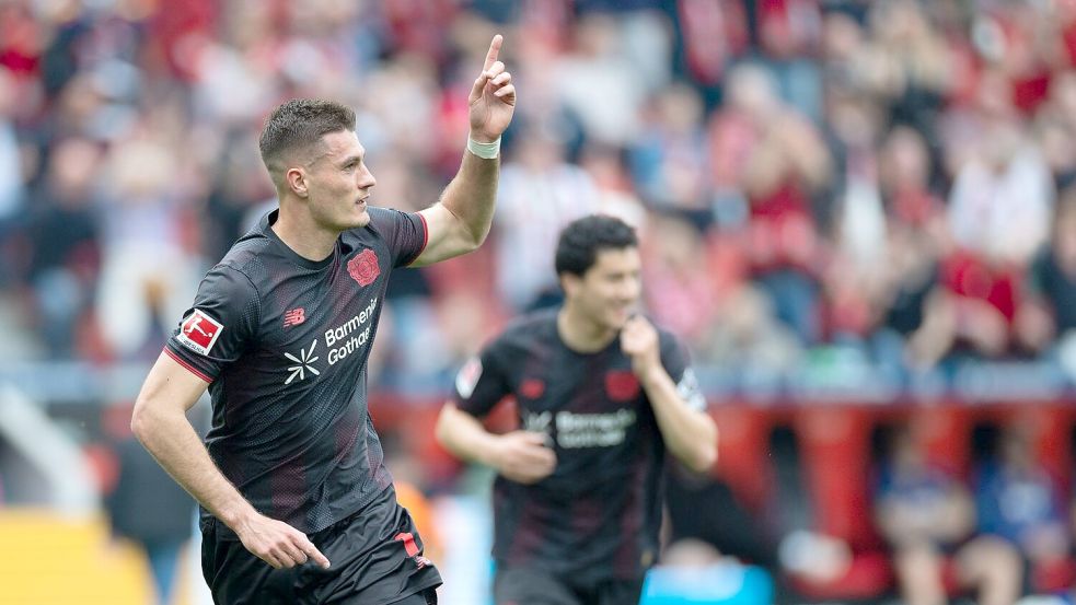 Patrik Schick jubelt über sein Tor zum 1:0. Foto: Rolf Vennenbernd