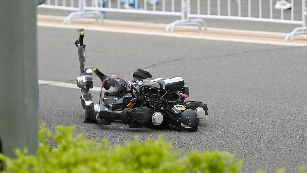 Auf der Strecke kamen auch Roboter zu Fall und mussten ausgetauscht werden. Foto: Johannes Neudecker/dpa