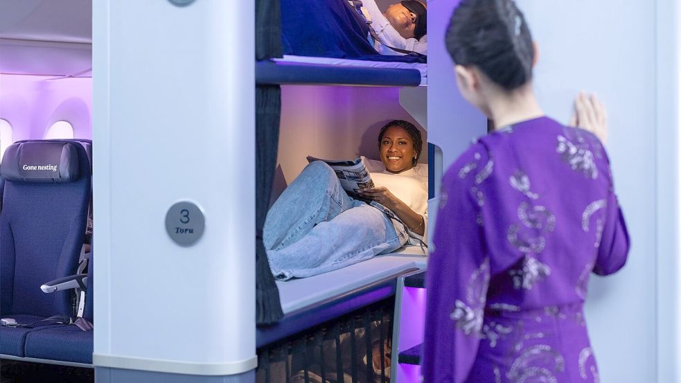 Das „Skynest“ ist eine Art Etagenbett mitten in der Boeing 787-9 Dreamliner. Foto: -/Air New Zealand/dpa