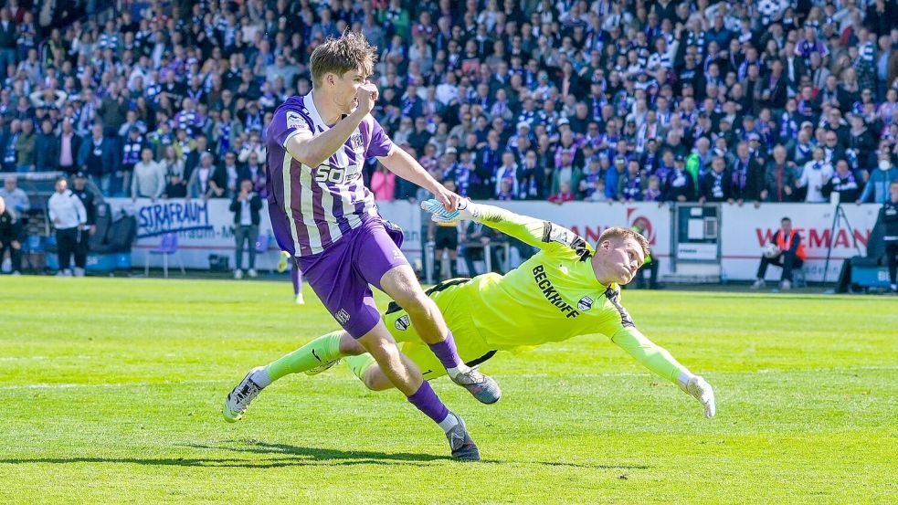 Das letzte Jokertor: Bernd Riesselmann erzielte am Samstag das 2:1 für den VfL Osnabrück gegen den SC Verl. Foto: imago/Leon Frick