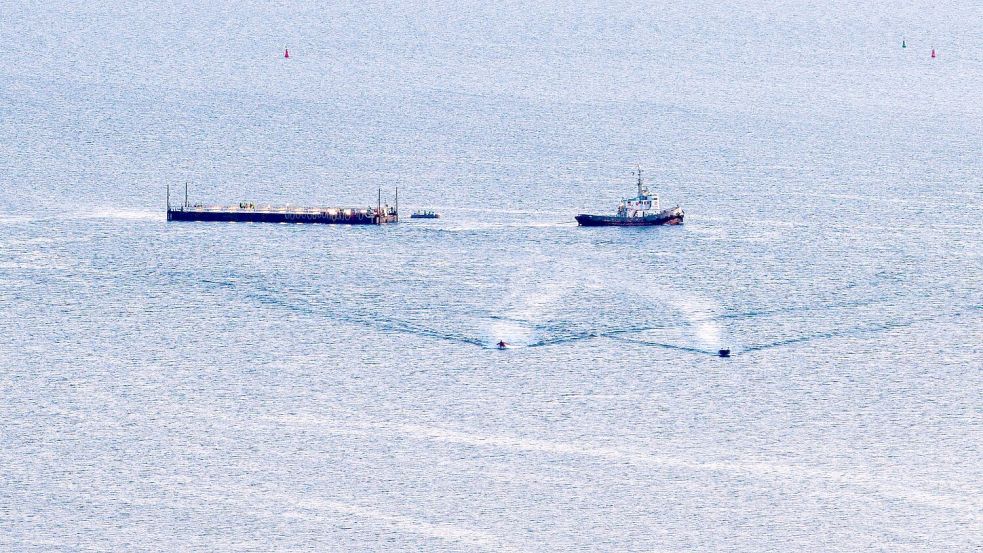 Transport mit ungewissem Ausgang: Wal wird Richtung Nordsee gebracht Foto: Bodo Marks