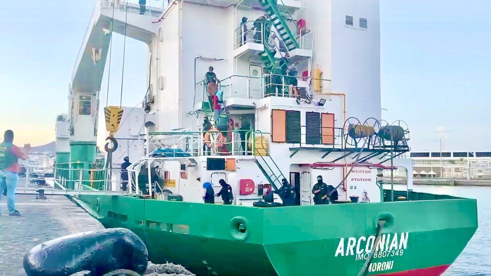 Der Frachter „Arconian“ hatte bis zu 45 Tonnen Kokain an Bord. Foto: Polizei Spanien