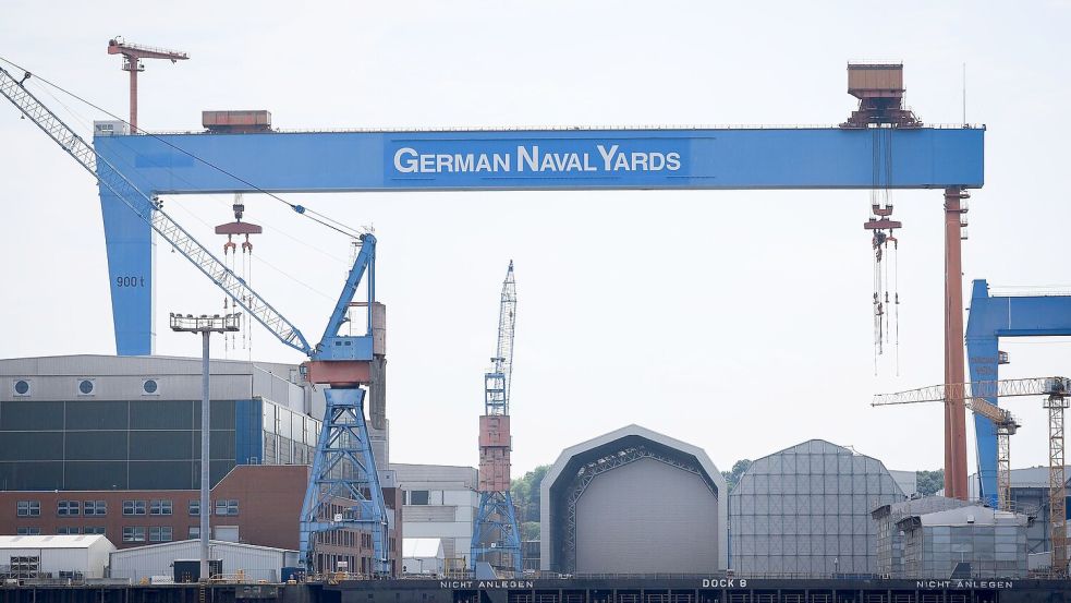 Die Kieler Werft von German Naval Yards - vielleicht gehört sie künftig zu Rheinmetall. Foto: Christian Charisius