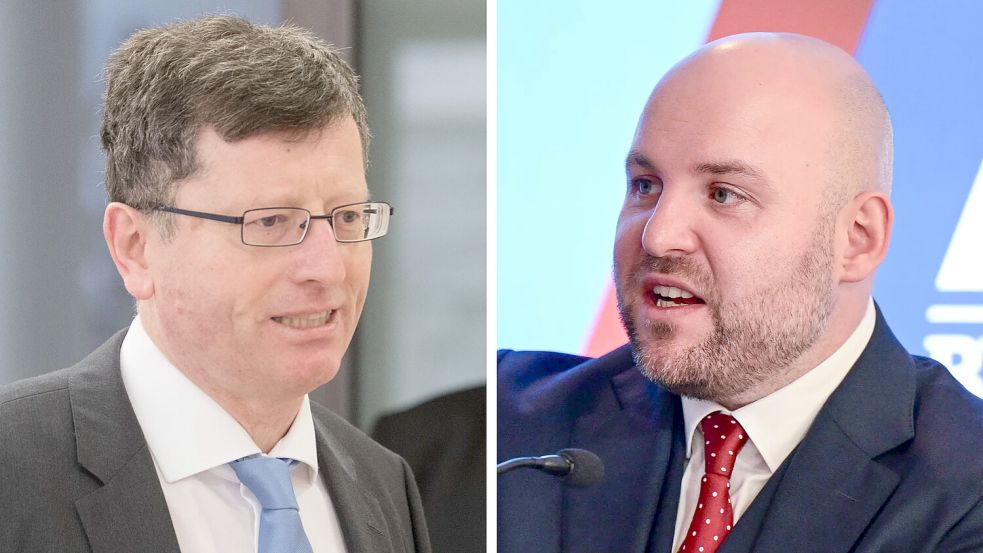 Rüdiger Klos (links) geht seinen eigenen AfD-Landesverband scharf an. Landeschef Markus Frohnmaier (rechts) steht besonders im Fokus. Foto: dpa/Marijan Murat, dpa/Bernd Weißbrod