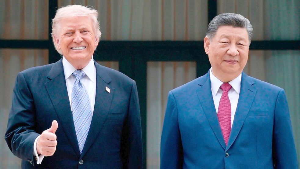 US-Präsident Donald Trump betonte die Handels-Erfolge seiner Reise nach China. Peking bleibt etwas zurückhaltender. Foto: Evan Vucci