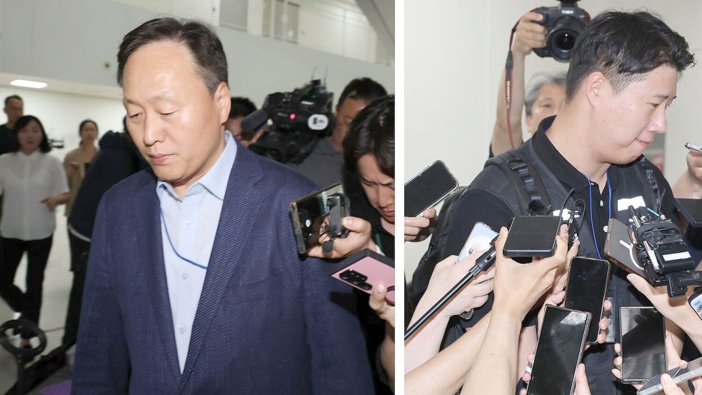 Yeo Myeong Gu (links), Leiter der Abteilung für Gerätelösungen von Samsung Electronics Co., und Choi Seung Ho, Leiter der größten Gewerkschaft von Samsung Electronics, konnten trotz mehrerer Verhandlungsrunden bislang keine Kompromisslösung finden. Foto: Yonhap