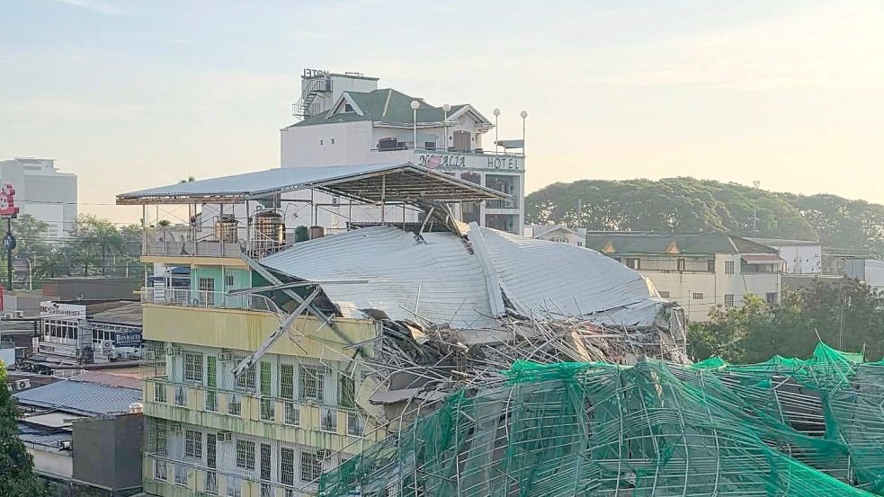 Das eingestürzte Gebäude hat sich noch im Bau befunden. Foto: -/Informationsbüro von Angeles C