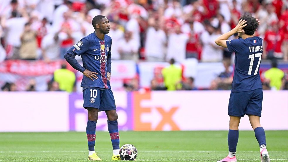 Tat sich schwer gegen Arsenals Defensive: PSG-Stürmer Ousmane Dembélé. Foto: Tom Weller/dpa