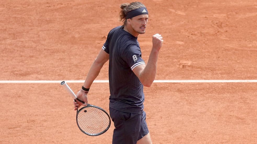 Jubelt über einen Punktgewinn: Alexander Zverev. Foto: Thibault Camus
