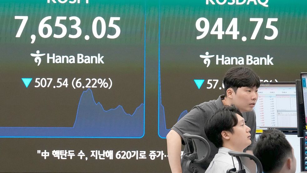 Der südkoreanische Leitindex hat am Montagmorgen deutlich nachgegeben. Foto: Ahn Young-joon